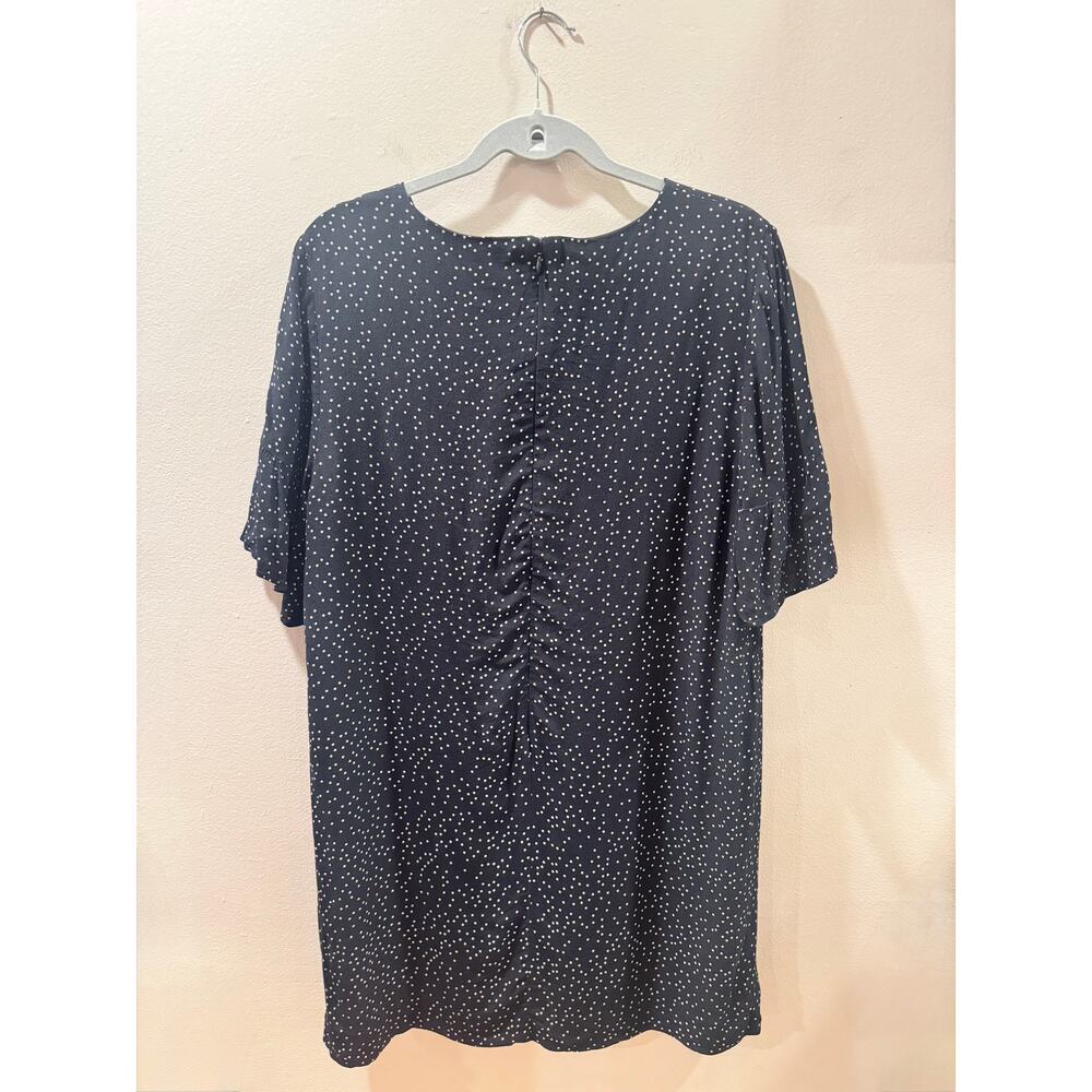 Madewell Black Flutter Sleeve Polka Dot Mini Shift Dress - Size 12 - Picture 3 of 7